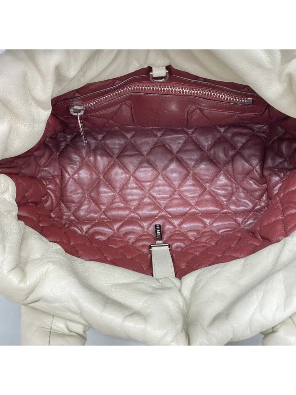 Chanel Tote Coco Cocoon Leather Ivory Silver